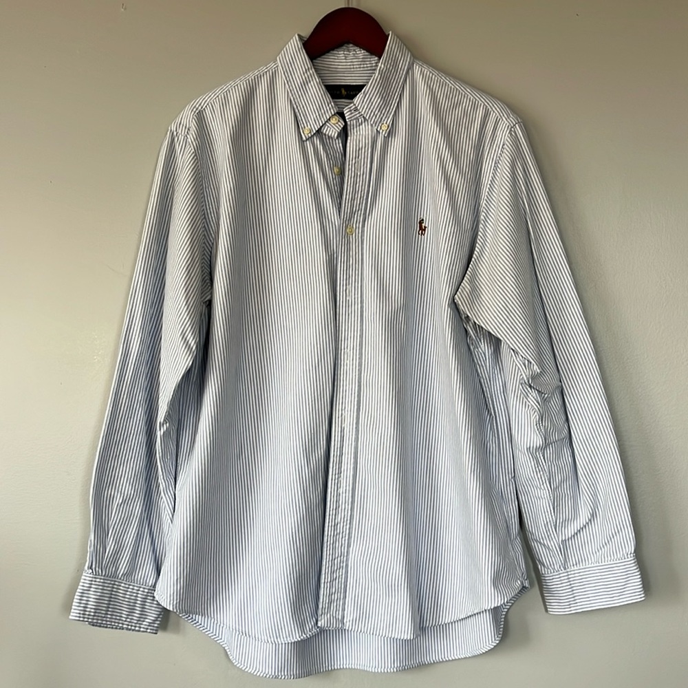 Ralph Lauren long-sleeve button down dress shirt XL - light blue & white stripes